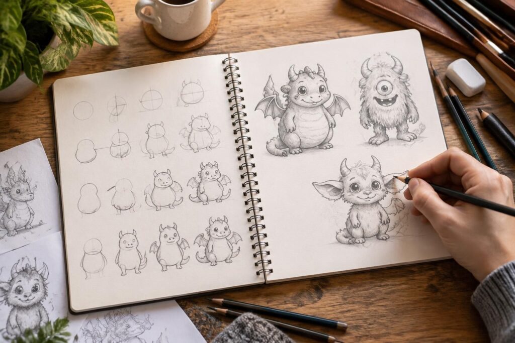 apprenez à dessiner facilement des monstres et créatures fantastiques grâce à des étapes simples, des conseils pratiques et des idées originales.