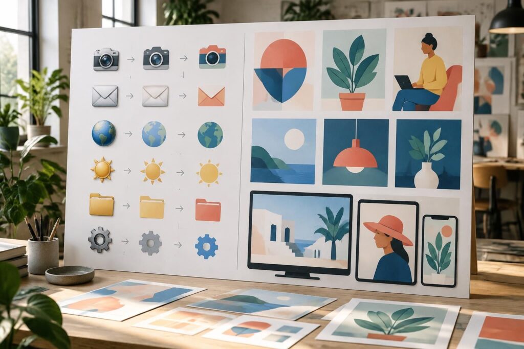 découvrez l’évolution du flat design, ses caractéristiques et des exemples d’illustrations modernes pour créer des visuels épurés et percutants.
